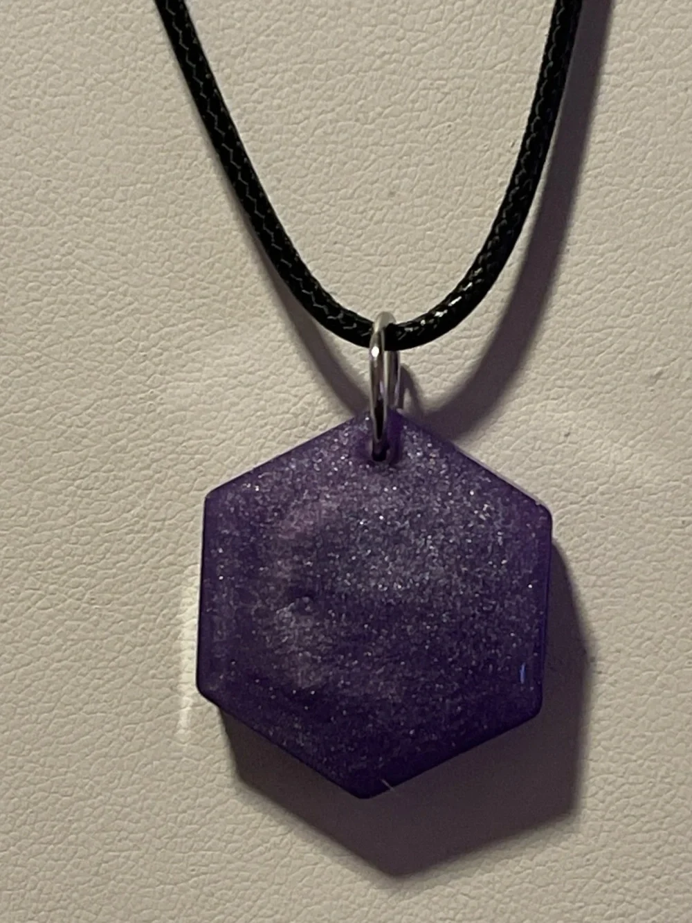 Purple Hexagon Pendant Necklace - Glitter Resin